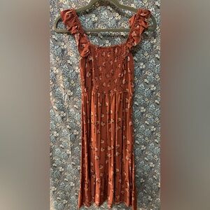 As U Wish Rust Floral Maxi Dress